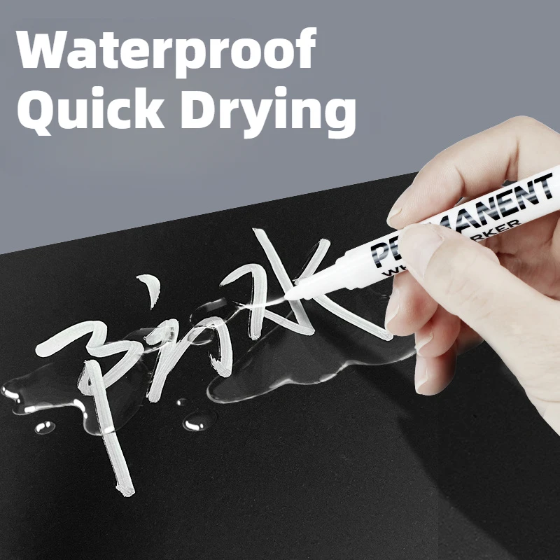 1/3/6Pcs White Marker Pens Acrylic Paint Pen for Rock Ceramic Glass Tire Metal Canvas Waterproof Painting White Marker thumbnail 3