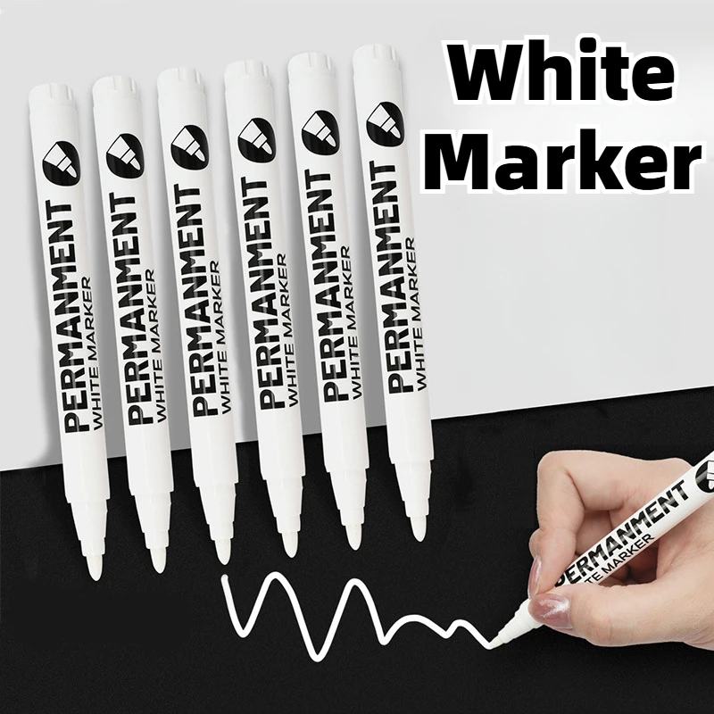 1/3/6Pcs White Marker Pens Acrylic Paint Pen for Rock Ceramic Glass Tire Metal Canvas Waterproof Painting White Marker thumbnail 6