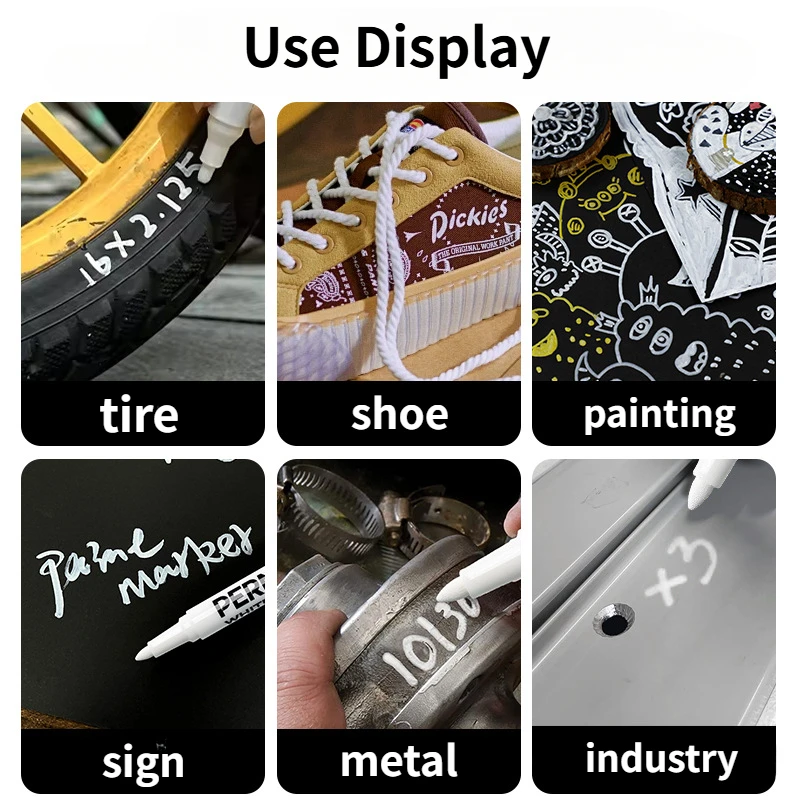 1/3/6Pcs White Marker Pens Acrylic Paint Pen for Rock Ceramic Glass Tire Metal Canvas Waterproof Painting White Marker thumbnail 2