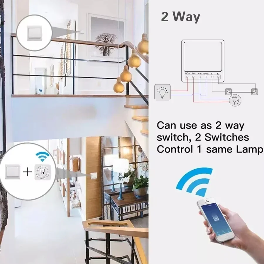 16A/20A WiFi Mini Smart Switch DIY Light Switches Wireless Smart Home Work with Tuya/Zigbee Smart Life Homekit Alexa Google Home thumbnail 3