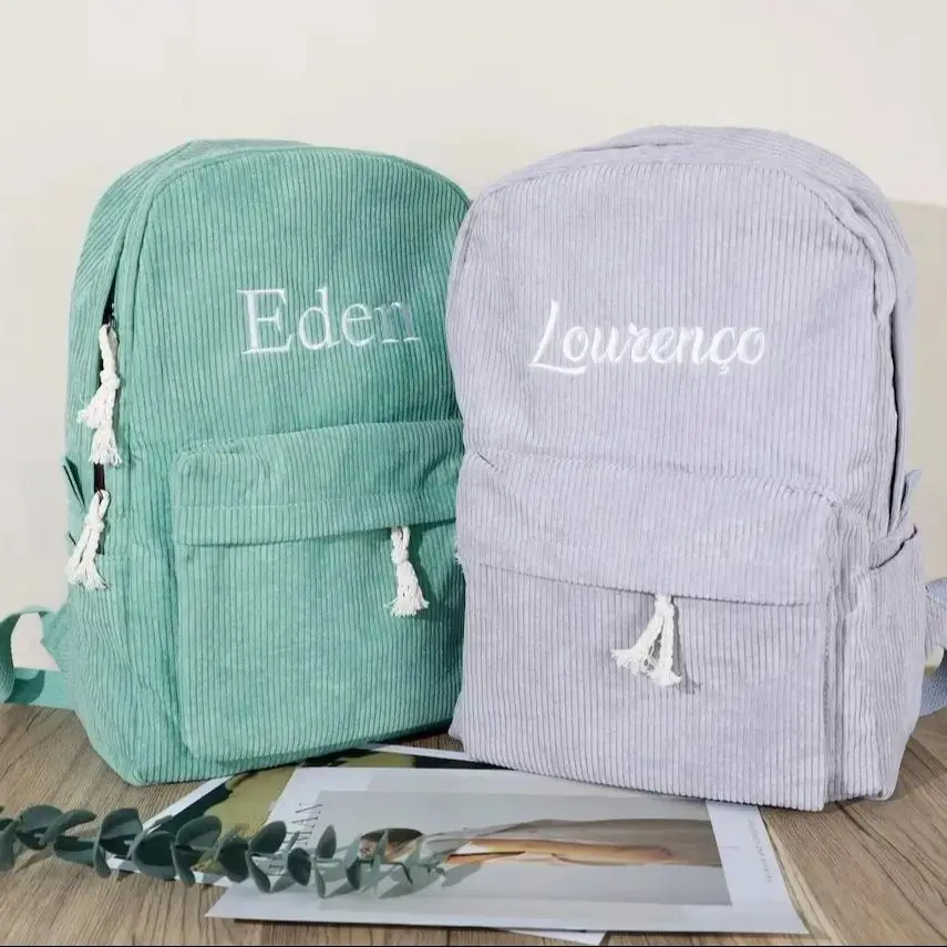 Kids School Bag Personalized Toddler Backpack Embroidered Name Child Corduroy Backpack Birthday Gift Laptop Bag Back to School