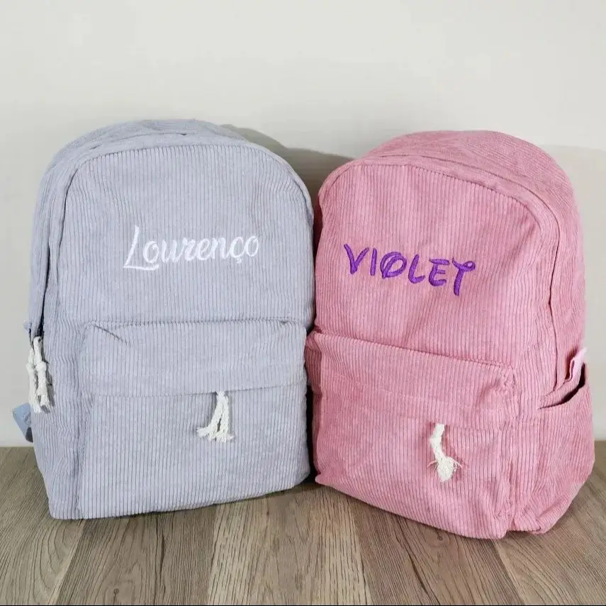 Kids School Bag Personalized Toddler Backpack Embroidered Name Child Corduroy Backpack Birthday Gift Laptop Bag Back to School thumbnail 2