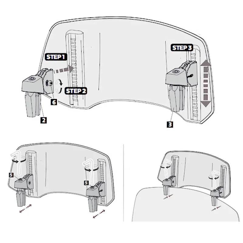 For CanAm Spyder F3-S KLR-650 F3T Heighten Windscreen Motorcycle Universal Windshield Extension Adjustable Spoiler Clamp-On thumbnail 4