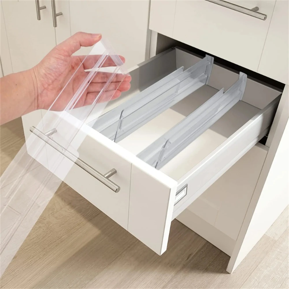 1/4/6pcs Drawer Dividers Organizers Adjustable Clear Plastic Drawers Separators for Clothing, Kitchen Utensils and Makeup Office thumbnail 3