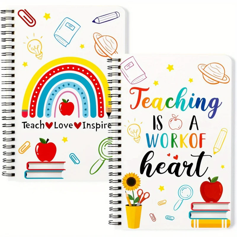 2 A5 Teacher Spiral Notebooks, Teacher Appreciation Notebooks, Hardcover Journals, Writing Notebooks, School Office Supplies