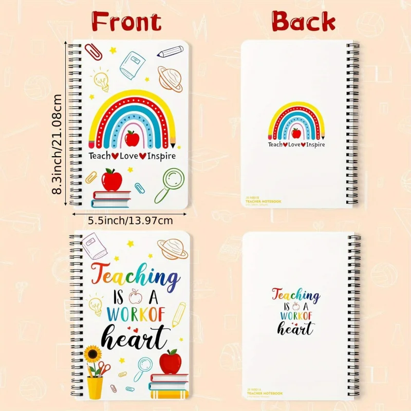 2 A5 Teacher Spiral Notebooks, Teacher Appreciation Notebooks, Hardcover Journals, Writing Notebooks, School Office Supplies thumbnail 2