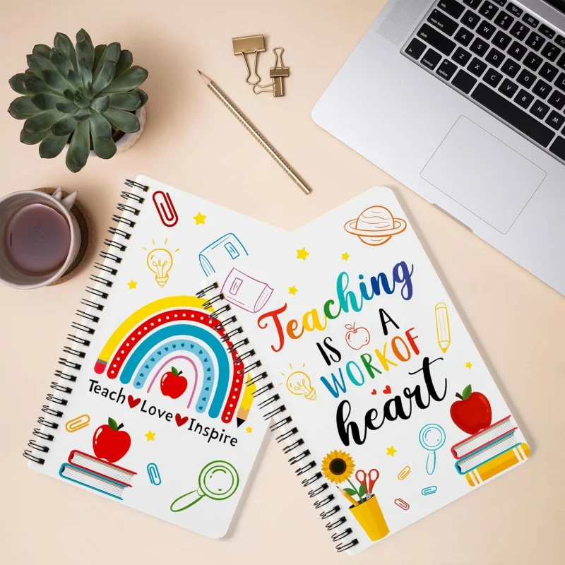 2 A5 Teacher Spiral Notebooks, Teacher Appreciation Notebooks, Hardcover Journals, Writing Notebooks, School Office Supplies thumbnail 4