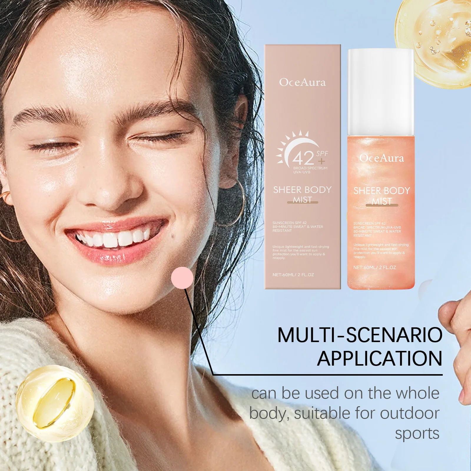 Refreshing Sunscreen Spray Body Sun Block Isolation Mist Long Lasting UV Protector Summer Outdoor Brightening Moisturizer Serum thumbnail 4