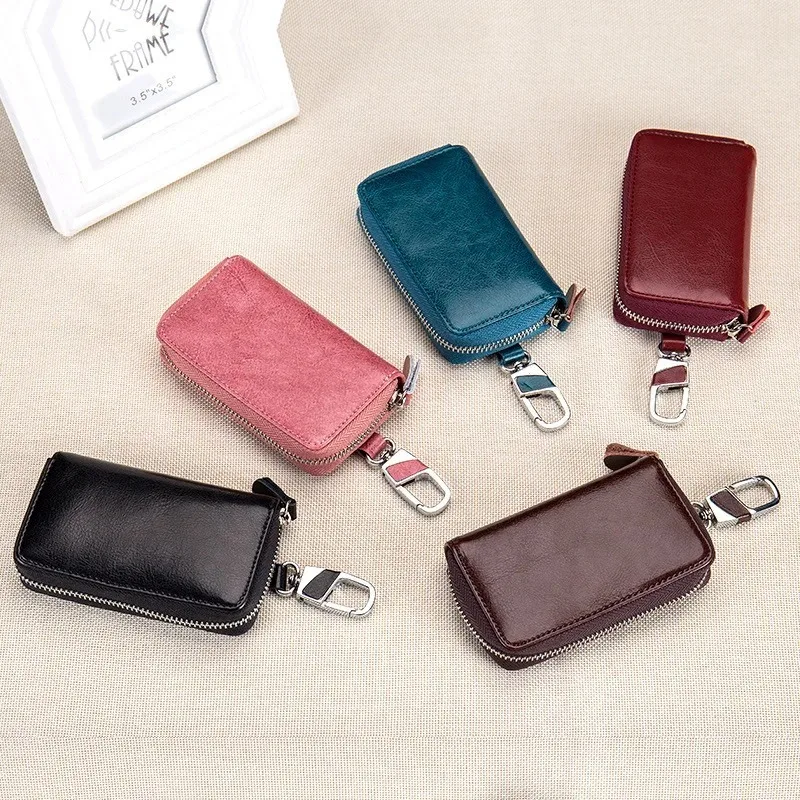 Key Case Multifunctional Zipper Leather Bag  Household Key Case Large Capacity  Leather Keychain  Key Wallet thumbnail 4