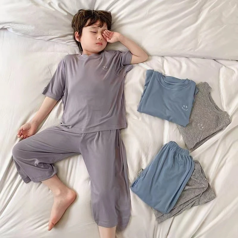 1-6 Years Solid Color Baby Clothes Set Summer Modal Newborn Baby Boys Girls Clothes 2PCS Baby Pajamas Unisex Kids Clothing Sets