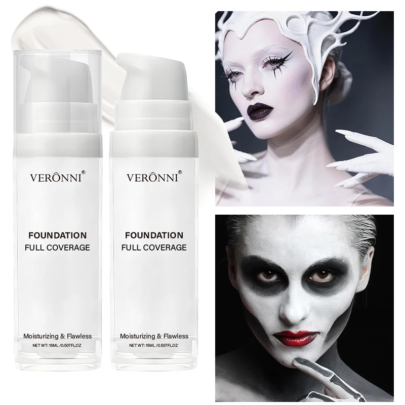 Halloween Liquid Goth White Makeup Color Matching Foundation Concealer Cosplay White Clown White Face Body Paint Discolor thumbnail 3