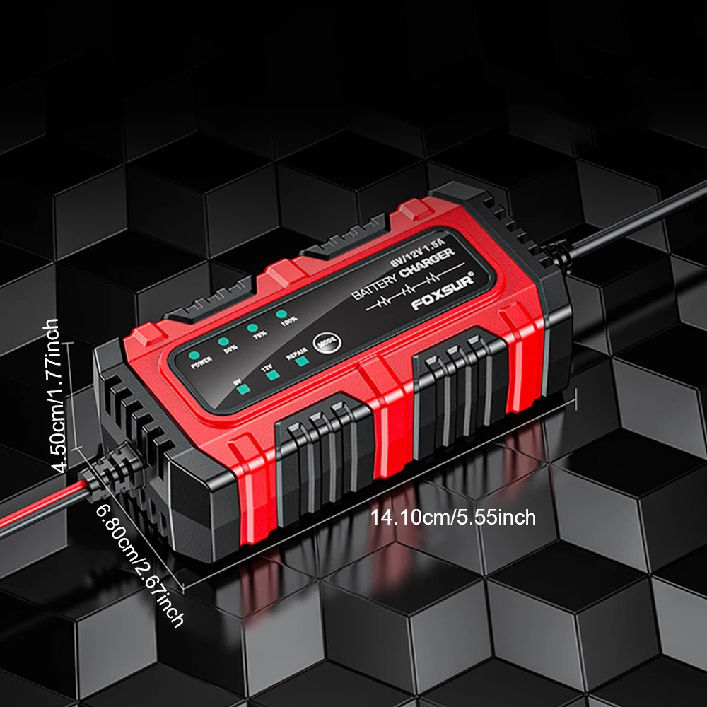 Full Intelligent Intelligent Pulse Repair Lead-Acid Battery Charger 6V/12V 1.5A Multiple Protection Car Motorcycle Battery thumbnail 3