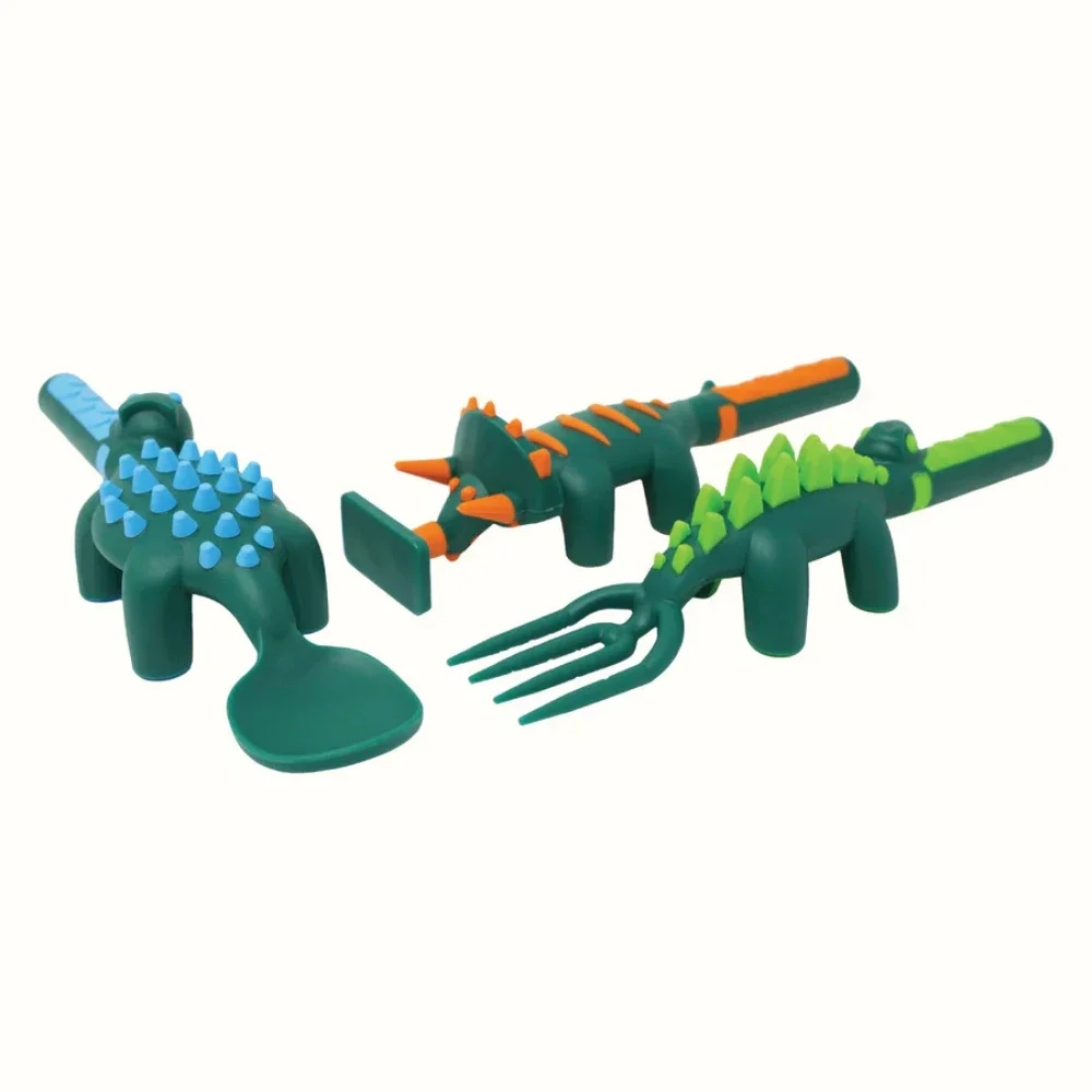 Fun Dinosaur Tableware Sets Children Tableware Set Bulldozer Excavator Spoon Fork Knife Shovel Dining Tool Suit BPA Free thumbnail 5