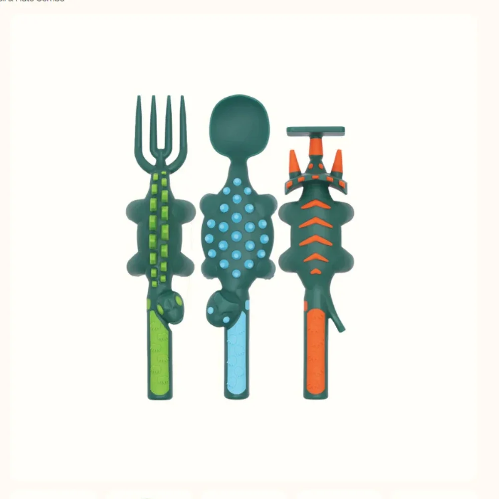 Fun Dinosaur Tableware Sets Children Tableware Set Bulldozer Excavator Spoon Fork Knife Shovel Dining Tool Suit BPA Free thumbnail 4