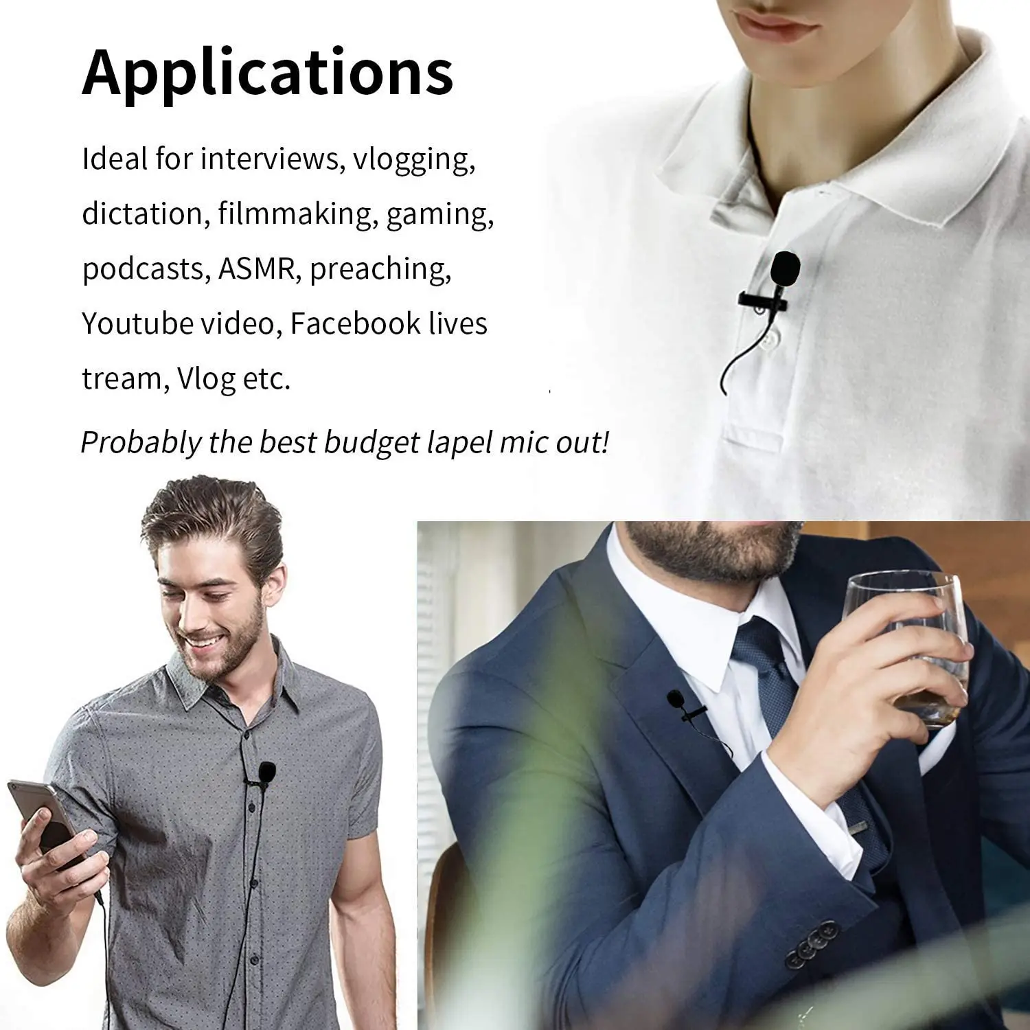 BOYA BY-M1 6m Professional Condenser Lavalier Lapel Microphone for PC Computer Laptop Smartphone iPhone DSLR Youtube Streaming thumbnail 6