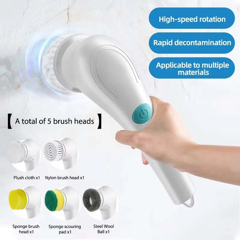 Usb Rechargeable Kitchen Dish Washing Brush Sink Cleaner Bathroom Bathtub Clean Brush Spin Scrubber Electric Cleaning Brush thumbnail 2