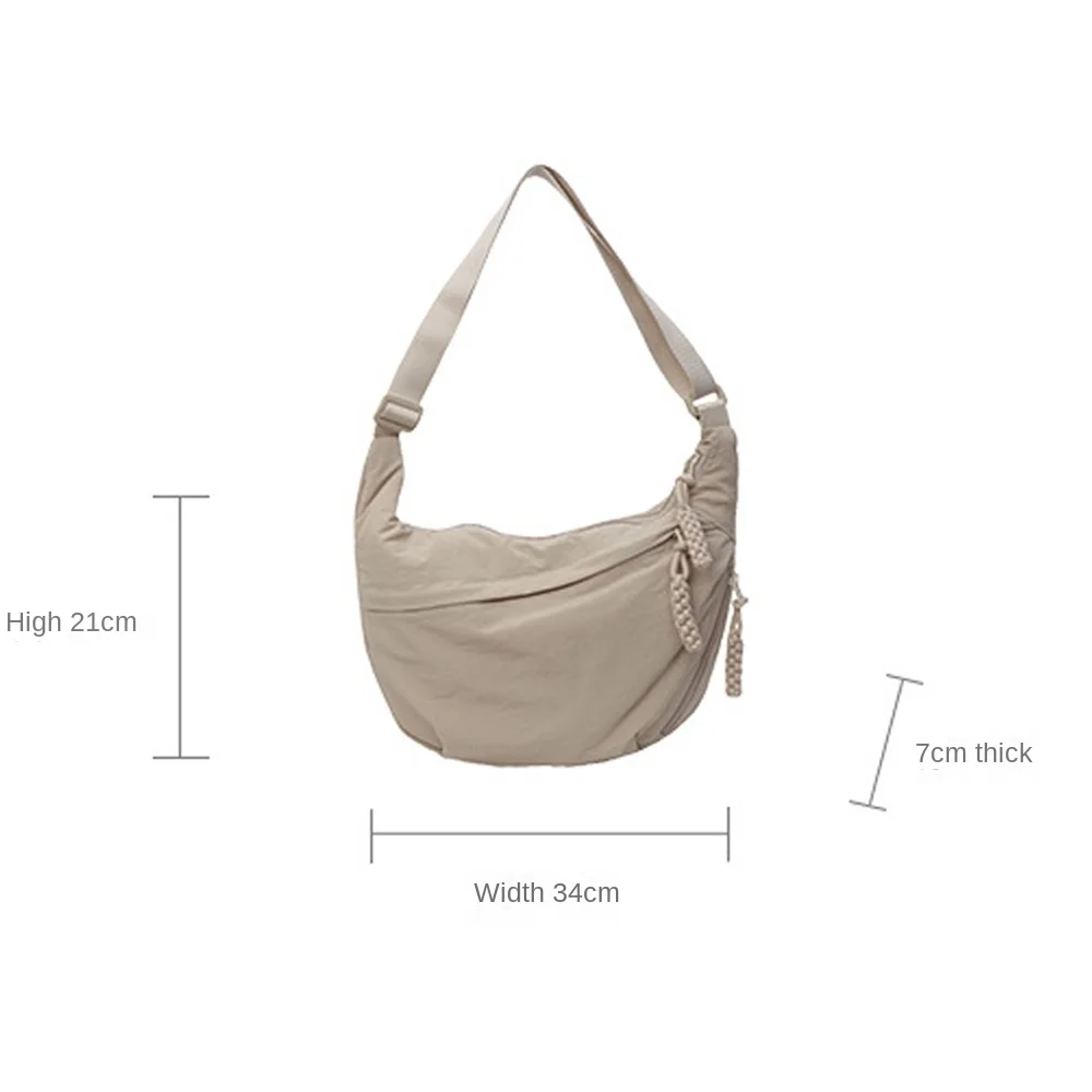 Casual Canvas Crossbody Bags Korean Simplified Large Capacity Sports Hobos Bag Solid Color Lightweight Dumpling Bag Women thumbnail 6