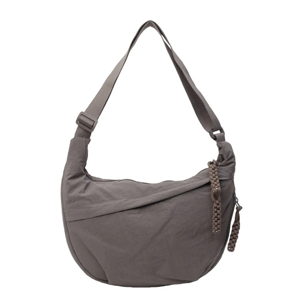 Casual Canvas Crossbody Bags Korean Simplified Large Capacity Sports Hobos Bag Solid Color Lightweight Dumpling Bag Women