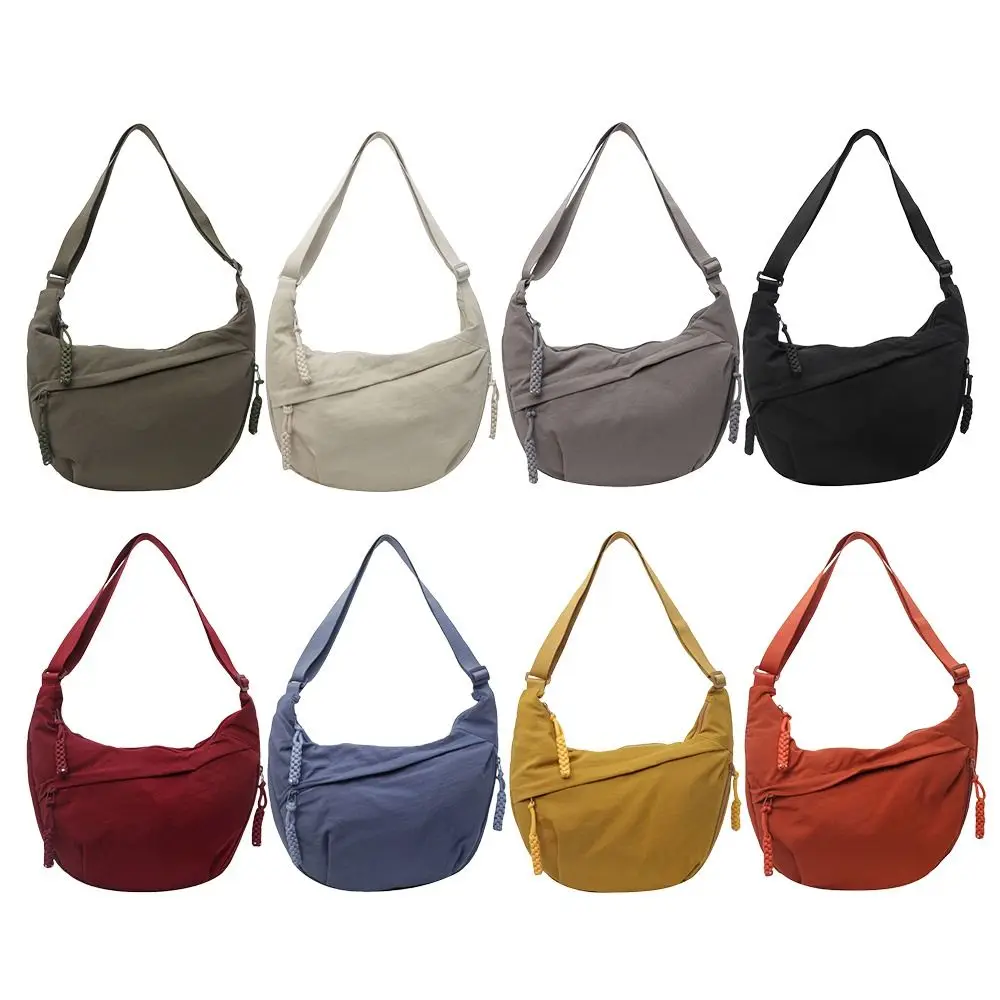 Casual Canvas Crossbody Bags Korean Simplified Large Capacity Sports Hobos Bag Solid Color Lightweight Dumpling Bag Women thumbnail 2