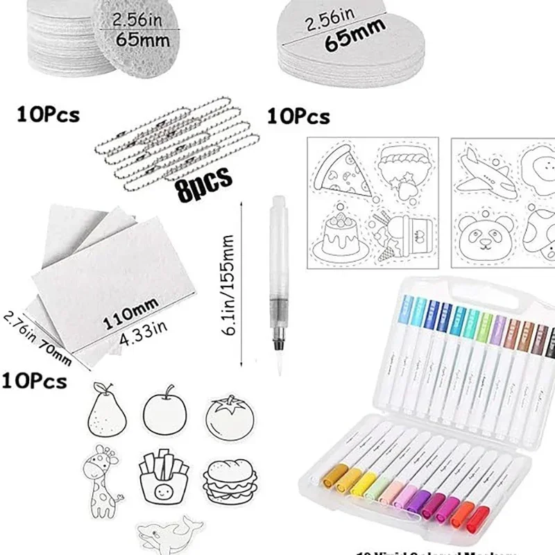 With Drawing Pens Magics Texture Painting Kit with 10 Foam Paint Paper 12 Markers DIY Bubble Drawing Pens for Painting Art Craft thumbnail 6