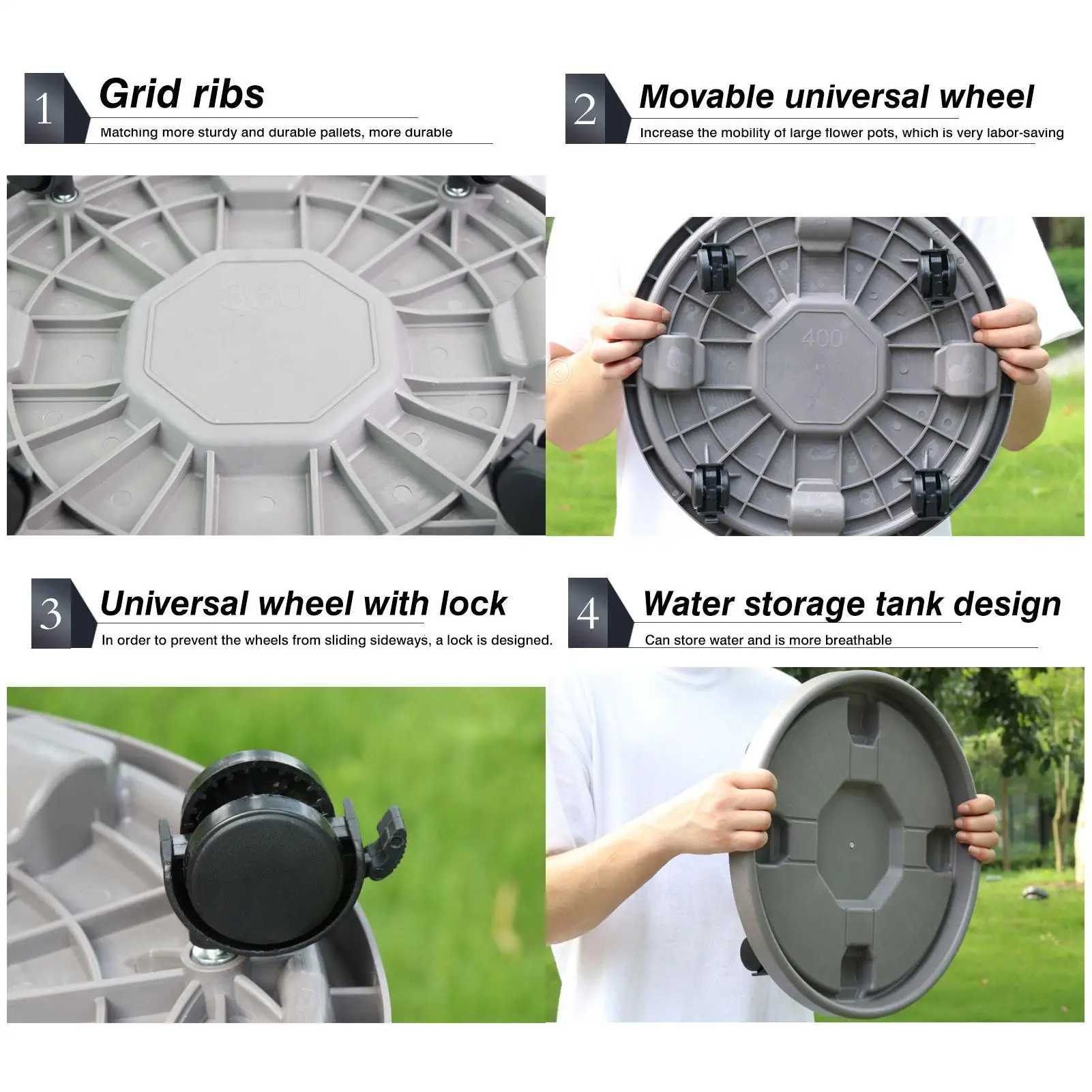 Flower Pot Stand Plant Saucer Pot Round Potted Plant Stand Removable Flower Pot Tray Tree Planter Stand Mobile flowerpot holder thumbnail 5