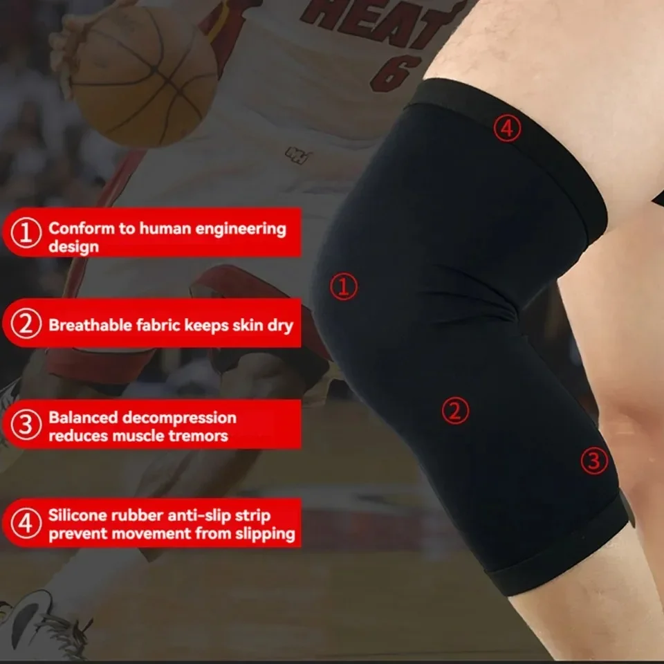 1Pcs Basketball Sports Knee Pads Elastic Knitted Compression Leg Warmers Outdoor Running Cycling Mountaineering Men Women thumbnail 3