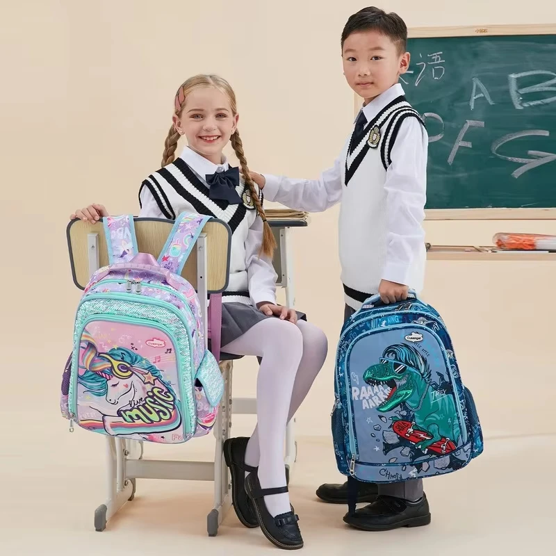 Cartoon Unicorn 3 Piece Set School Bags For Girls Boys Kids Space Backpack Primary School Students Backpack With lunch box thumbnail 4