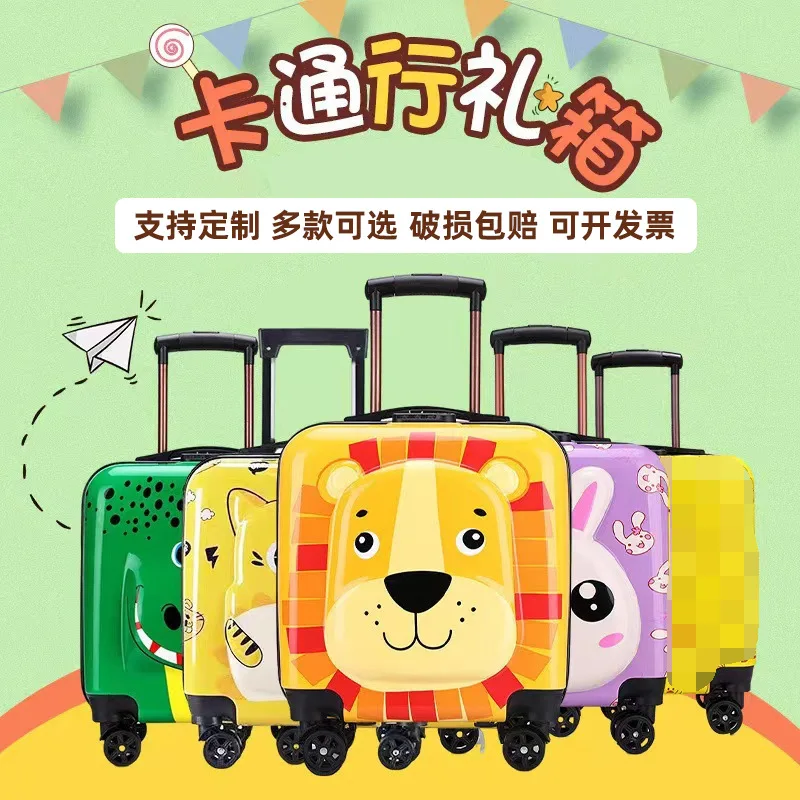 Children's Suitcase 18-inch Universal Wheel Children's Trolley Case Cute Cartoon Password Suitcase