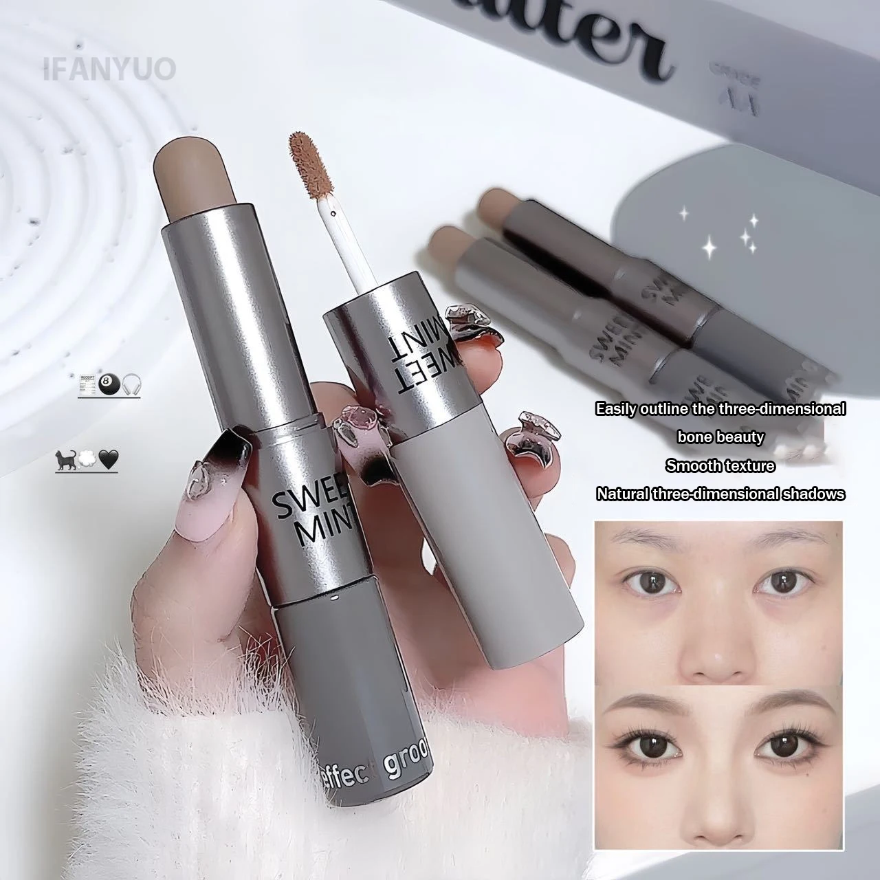 Moisturizing Matte Concealer Contour Stick Smooth Lasting 3D Nose Shadow Waterproof Face Highlight Brighten Contour Makeup thumbnail 5