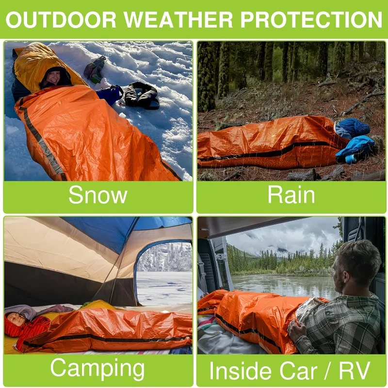 Portable Waterproof Emergency Survival Sleeping Bag Outdoor Camping Travel Safety Survival Tools First Aid Kit Mylar Blanket thumbnail 5