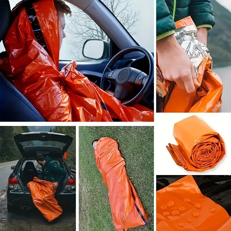 Portable Waterproof Emergency Survival Sleeping Bag Outdoor Camping Travel Safety Survival Tools First Aid Kit Mylar Blanket thumbnail 4