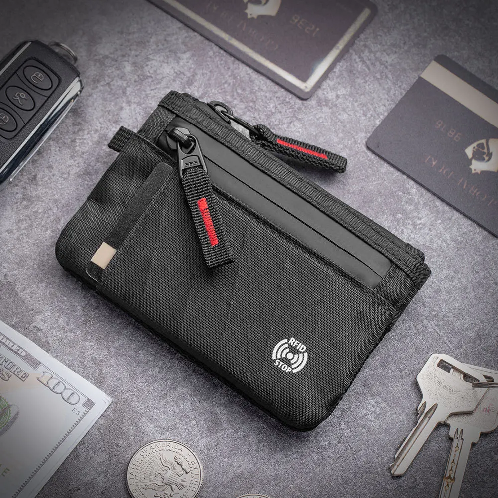 New RFID Travel Wallet Casual Mini Purse Nylon Cloth Coin Pouch Waterproof Wallet Men Clutch Bag Mini Purse Fashion Card Holder thumbnail 2