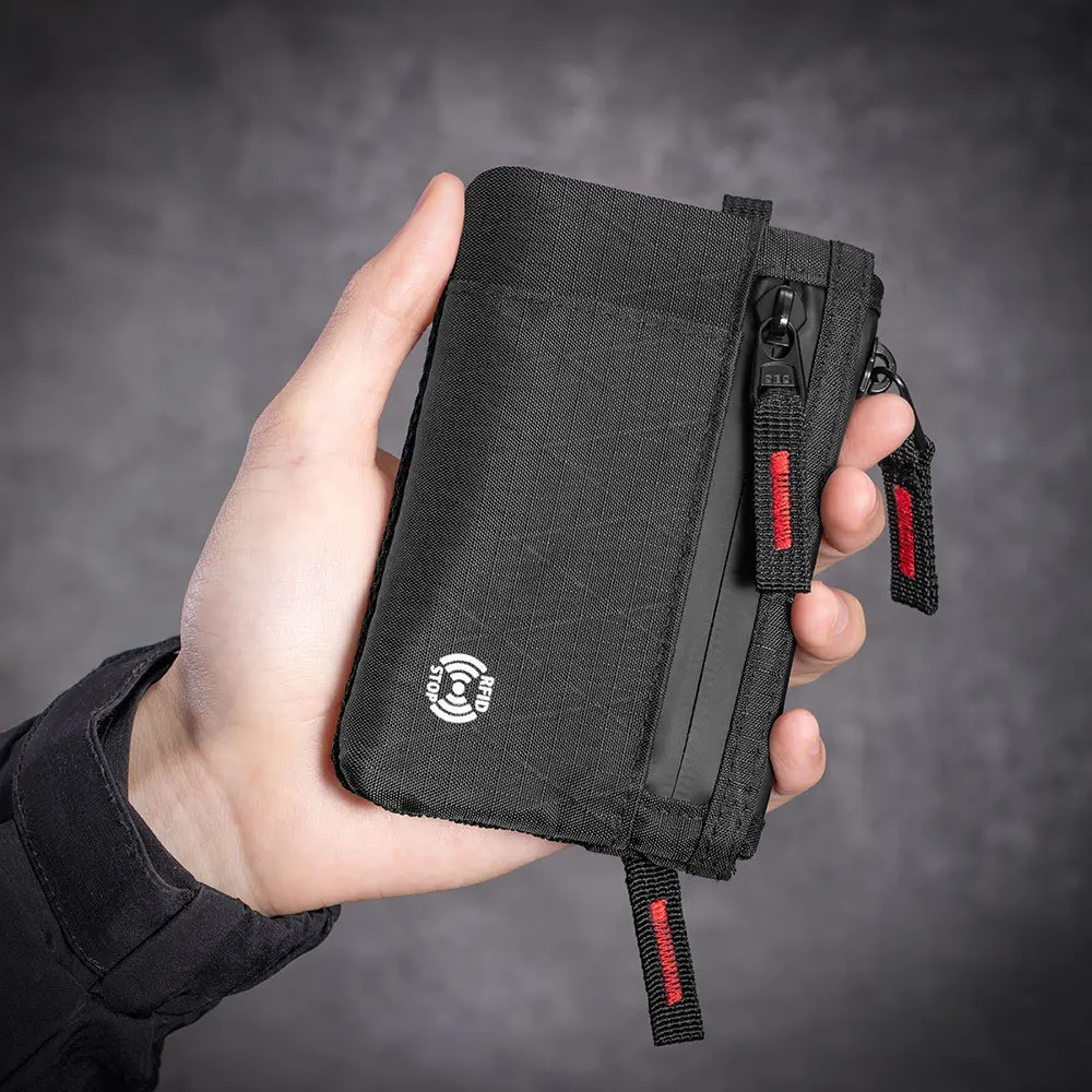 Zipper Rfid Wallet Mini Coin Purse Women Men's Nylon Short Wallet Retro Key Card Holder Small Money Bag Trend Youth Mini Handbag thumbnail 2