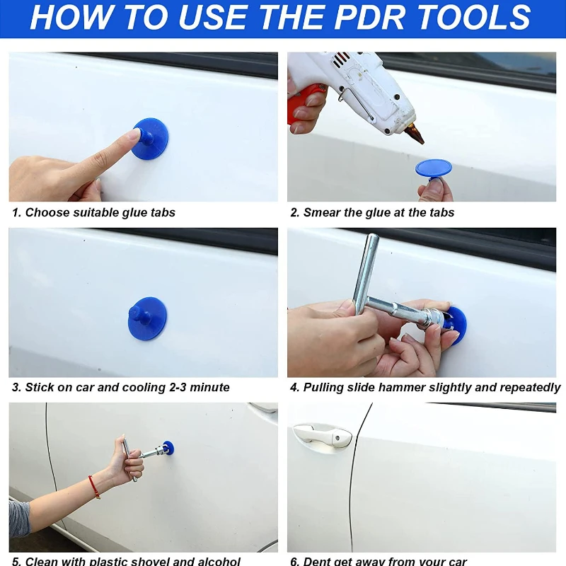 Dent Repair Puller Kit, Universal T Bar Repair Paintless Dent Repair Puller, Dent Removal Kit thumbnail 6