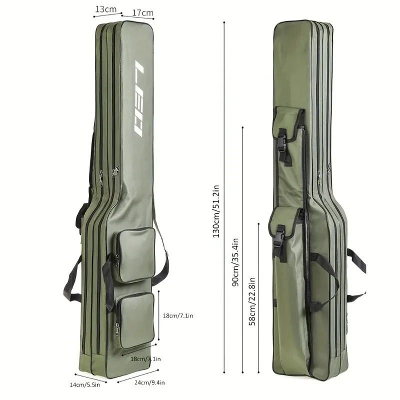 1.3m 2-layer Foldable Large Belly Sea Fishing Bag Portable Large Capacity Fishing Tackle Storage Bag Outdoor Fishing Tool Kit thumbnail 5