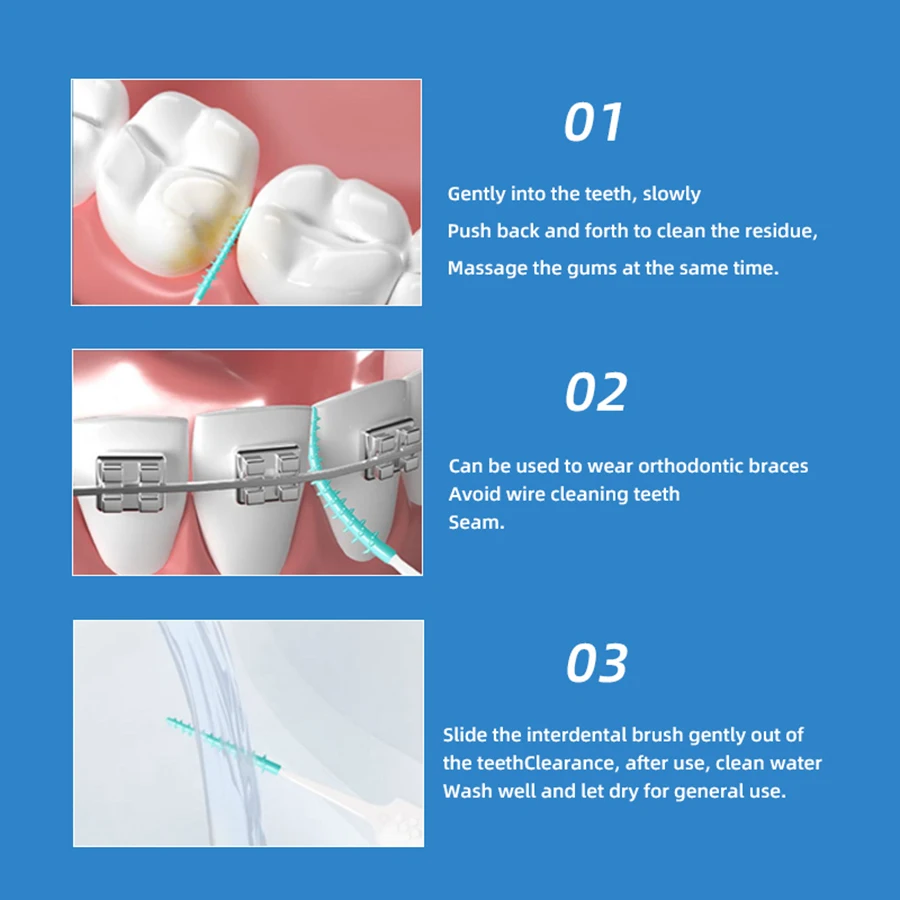 150Pcs/box Interdental Brush Soft Rubber Teeth Cleaning Tools Dental Cleaning Between Teeth Toothbrush Oral Hygiene Care Tools- thumbnail 3