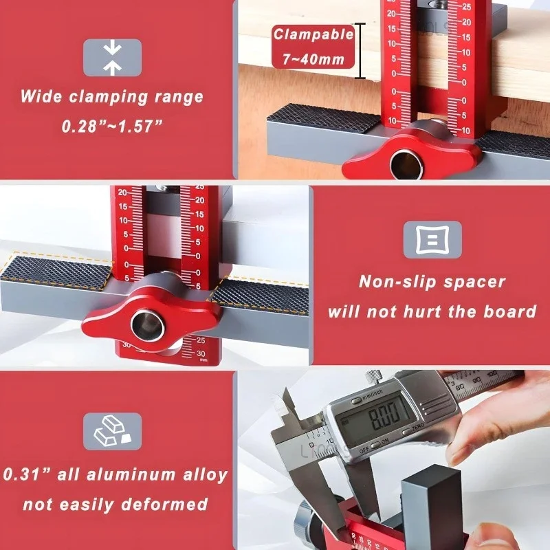 2 in 1 Cabinet Door Installation Positioner, 6/8/10mm Rebounder Punched Mounting Jig Wardrobe Cabinet Door Panel Installation thumbnail 5