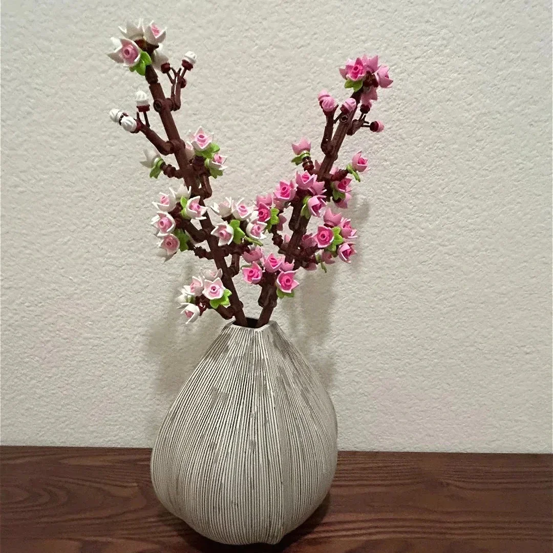 Cherry Blossoms Celebration Gift Buildable Floral for Creative Kids White and Pink Cherry Blossom Flower Gifts for Girls