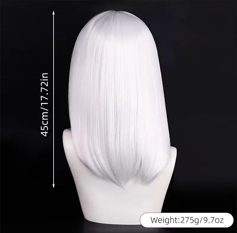 QQXCAIW High Quality 40cm Medium Cosplay Wig With Bang Black Blond Pink Red Blue Purple Heat Resistant Synthetic Hair Wigs thumbnail 4