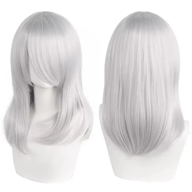 QQXCAIW High Quality 40cm Medium Cosplay Wig With Bang Black Blond Pink Red Blue Purple Heat Resistant Synthetic Hair Wigs thumbnail 6
