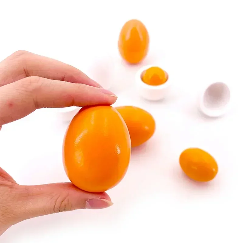 6pcs/Box Kids Wooden Artificial Egg Set Easter DIY Toy Wooden House Game Kitchen Egg Toys Early Education Food Toys for Children thumbnail 4