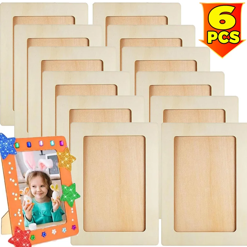 DIY Wood Picture Frames Solid Wood Photo Picture Frames Ornaments Standing Wooden Frames DIY Paintings Crafts Album Decoration