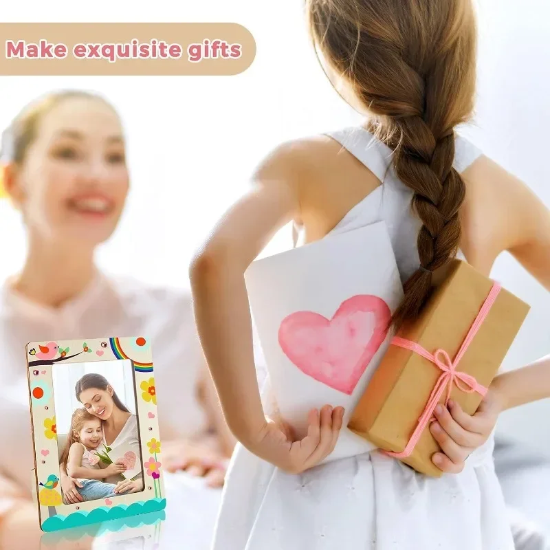 DIY Wood Picture Frames Solid Wood Photo Picture Frames Ornaments Standing Wooden Frames DIY Paintings Crafts Album Decoration thumbnail 6