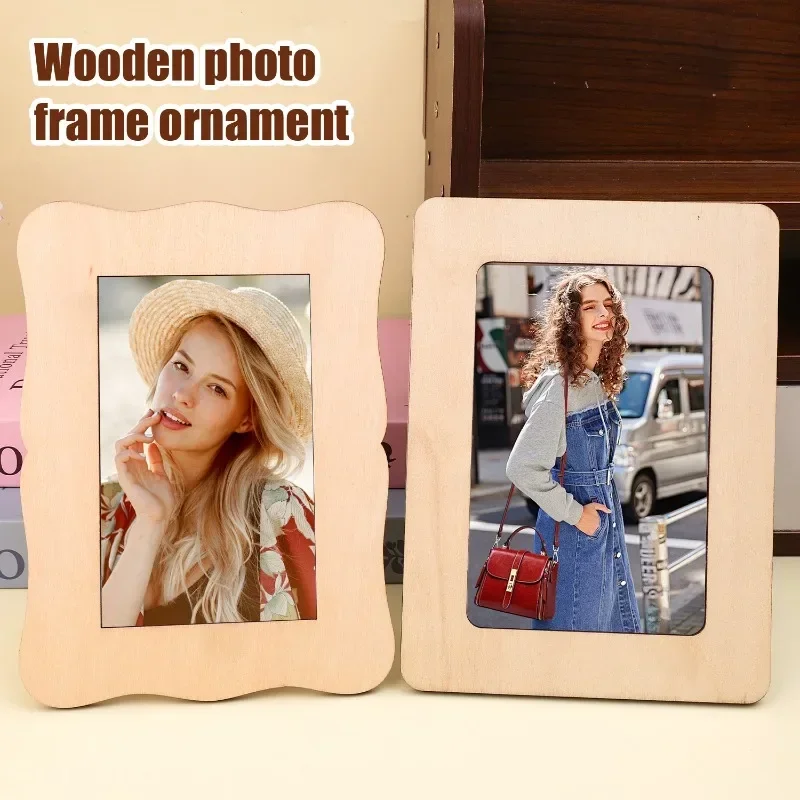 DIY Wood Picture Frames Solid Wood Photo Picture Frames Ornaments Standing Wooden Frames DIY Paintings Crafts Album Decoration thumbnail 2