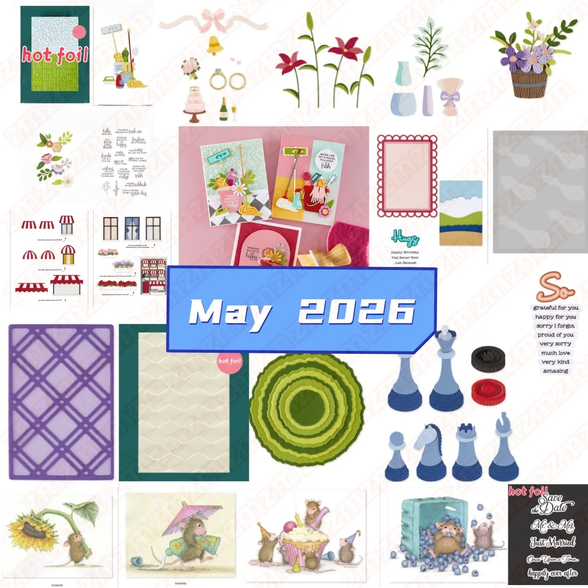 May 2026 Wedding Mouse Windows Flower Boxes Awnings Etched Dies Metal Cutting Dies Stamp Stencil Hot Foil for DIY Scrapbook