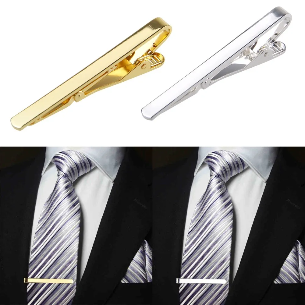 New Men Metal Silver Gold Simple Necktie Tie Bar Clasp Clip Clamp Pin Men Stainless Steel For Business Necktie Tie Clasps thumbnail 5