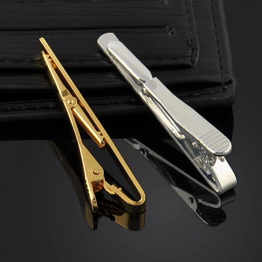 New Men Metal Silver Gold Simple Necktie Tie Bar Clasp Clip Clamp Pin Men Stainless Steel For Business Necktie Tie Clasps thumbnail 2