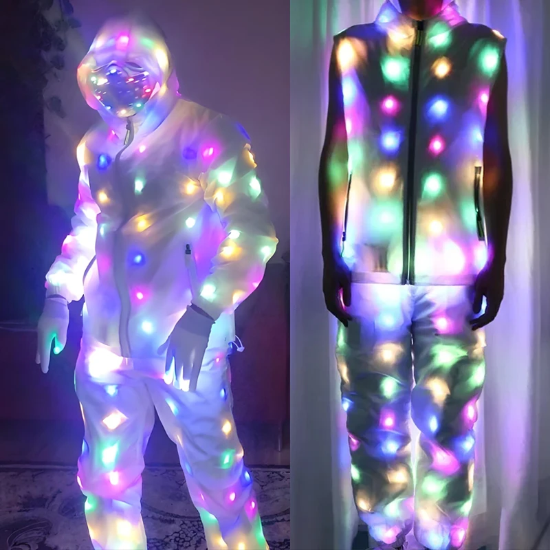 Glowing vest lumnious jacket with led lights Rave performance Dress for dancing man women night running led costume