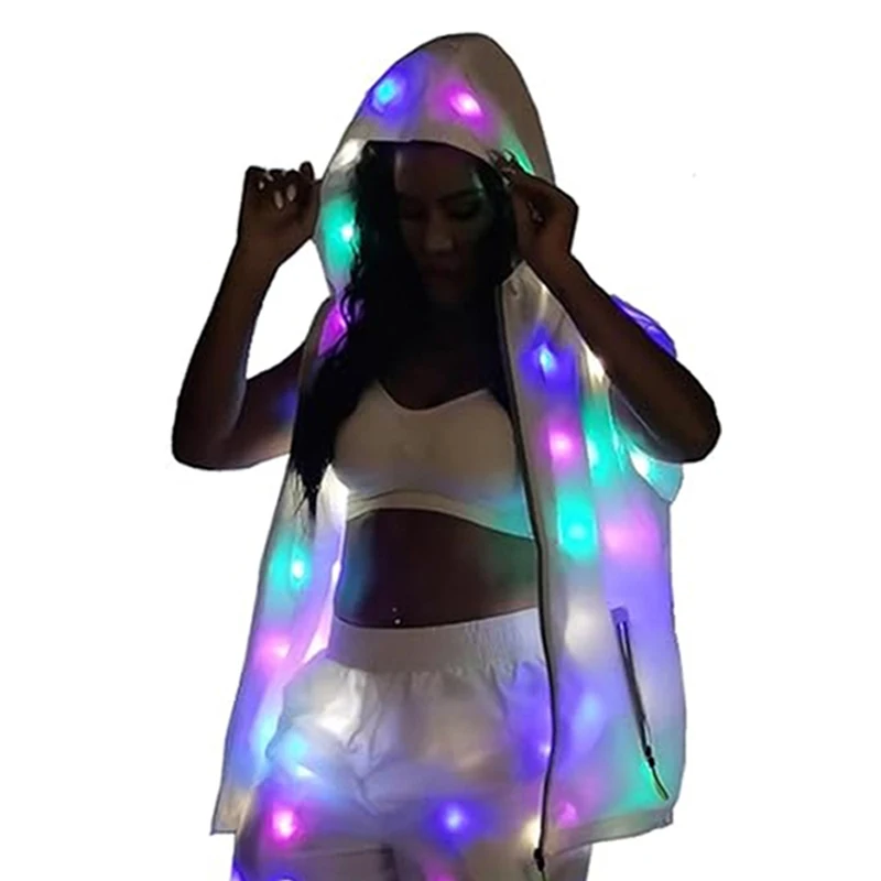 Glowing vest lumnious jacket with led lights Rave performance Dress for dancing man women night running led costume thumbnail 2
