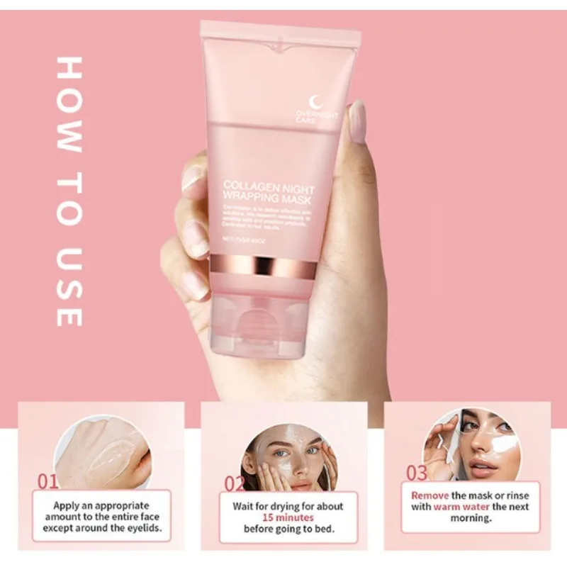 Collagen Peel-off Mask Night Wrapping Facial Mask Deeply Moisturizing Hydrating Firming Skin Facial Mask Daily Face Skin Care thumbnail 3